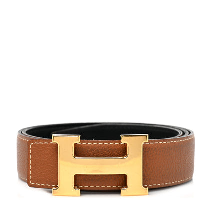 Hermes Box Togo 32mm H Belt 85 Black Gold 1 of 4
