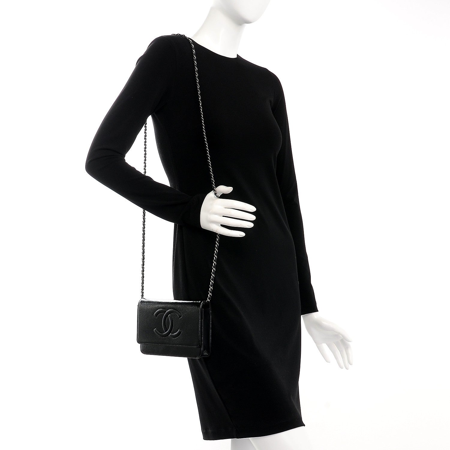 Chanel Patent Caviar Timeless CC Wallet on Chain WOC Black 2 of 9