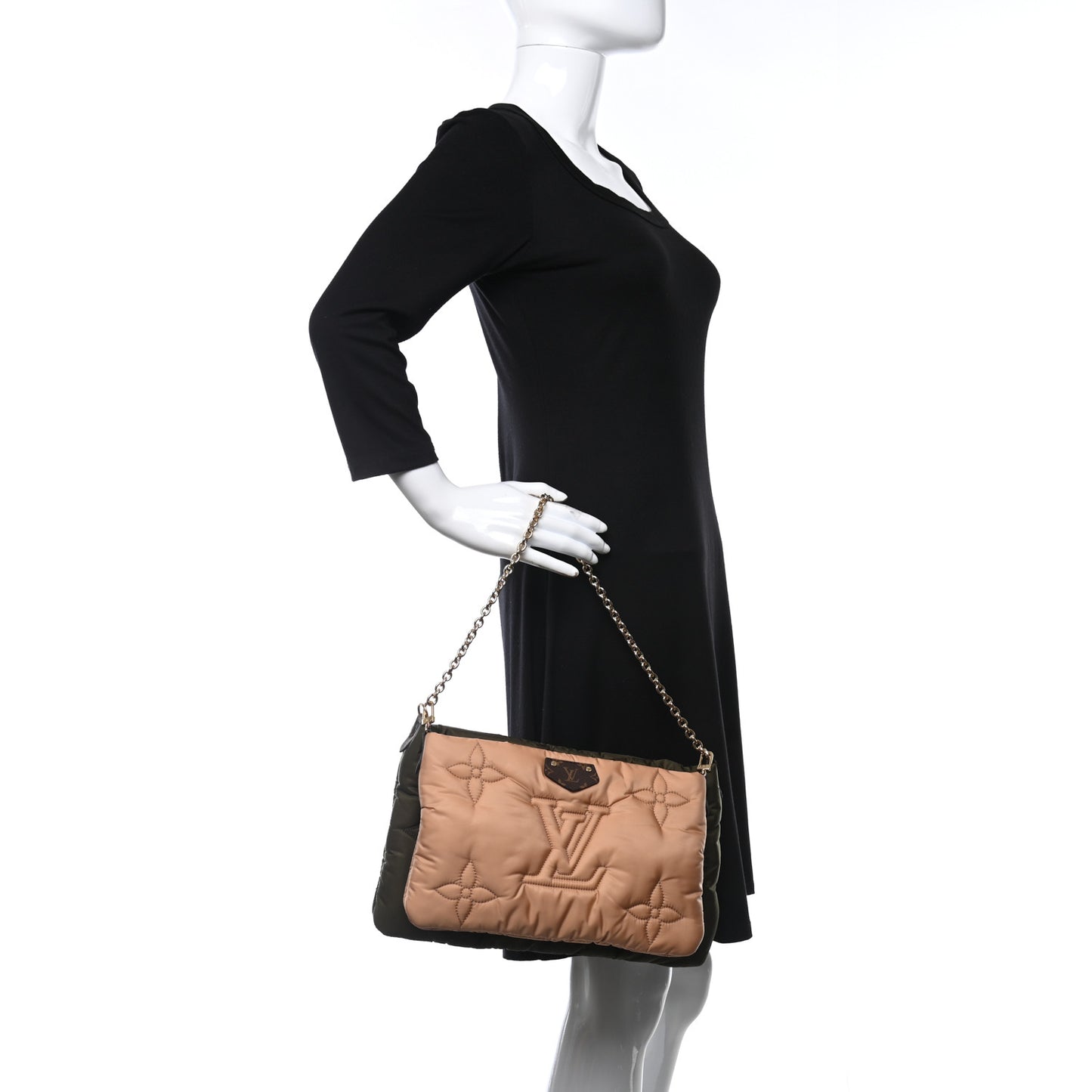 Econyl Monogram Pillow Maxi Multi Pochette Accessories Kaki Beige
