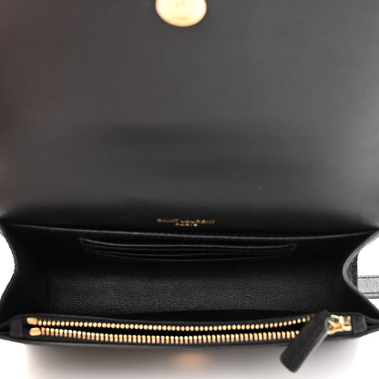 Saint Laurent Suede Crocodile Embossed Monogram Kate Belt Bag Black 5 of 10