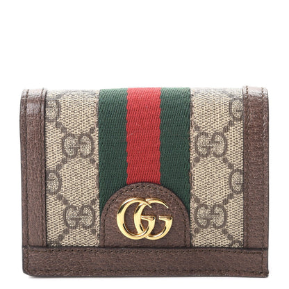 Gucci GG Supreme Monogram Web Ophidia Card Case Beige New Acero 1 of 8