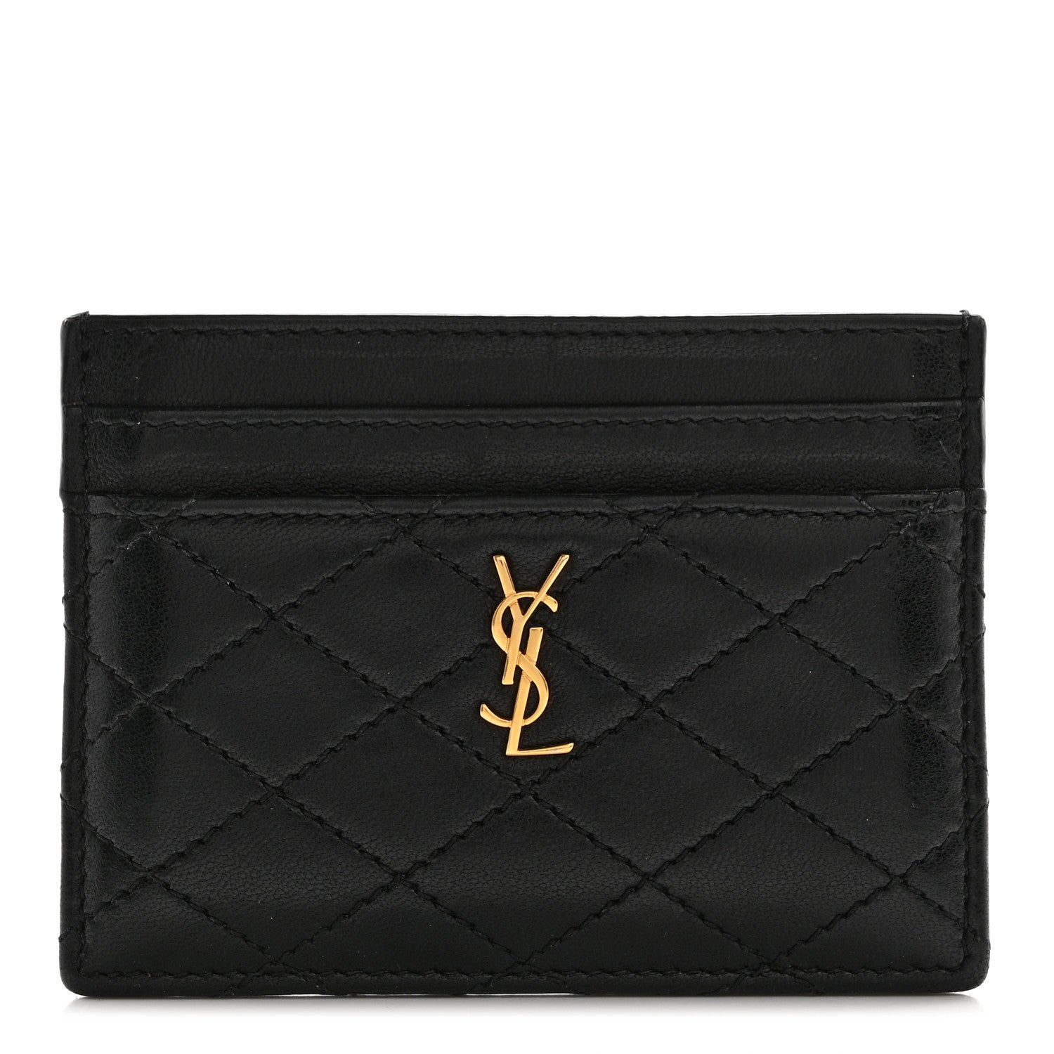 Saint Laurent Lambskin Quilted Gaby Credit Card Case Black 1 of 12