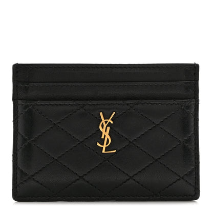 Saint Laurent Lambskin Quilted Gaby Credit Card Case Black 1 of 12