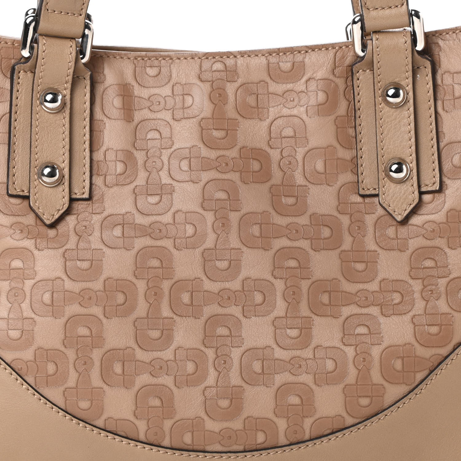 Gucci Calfskin Horsebit Embossed Tote Light Brown 8 of 12