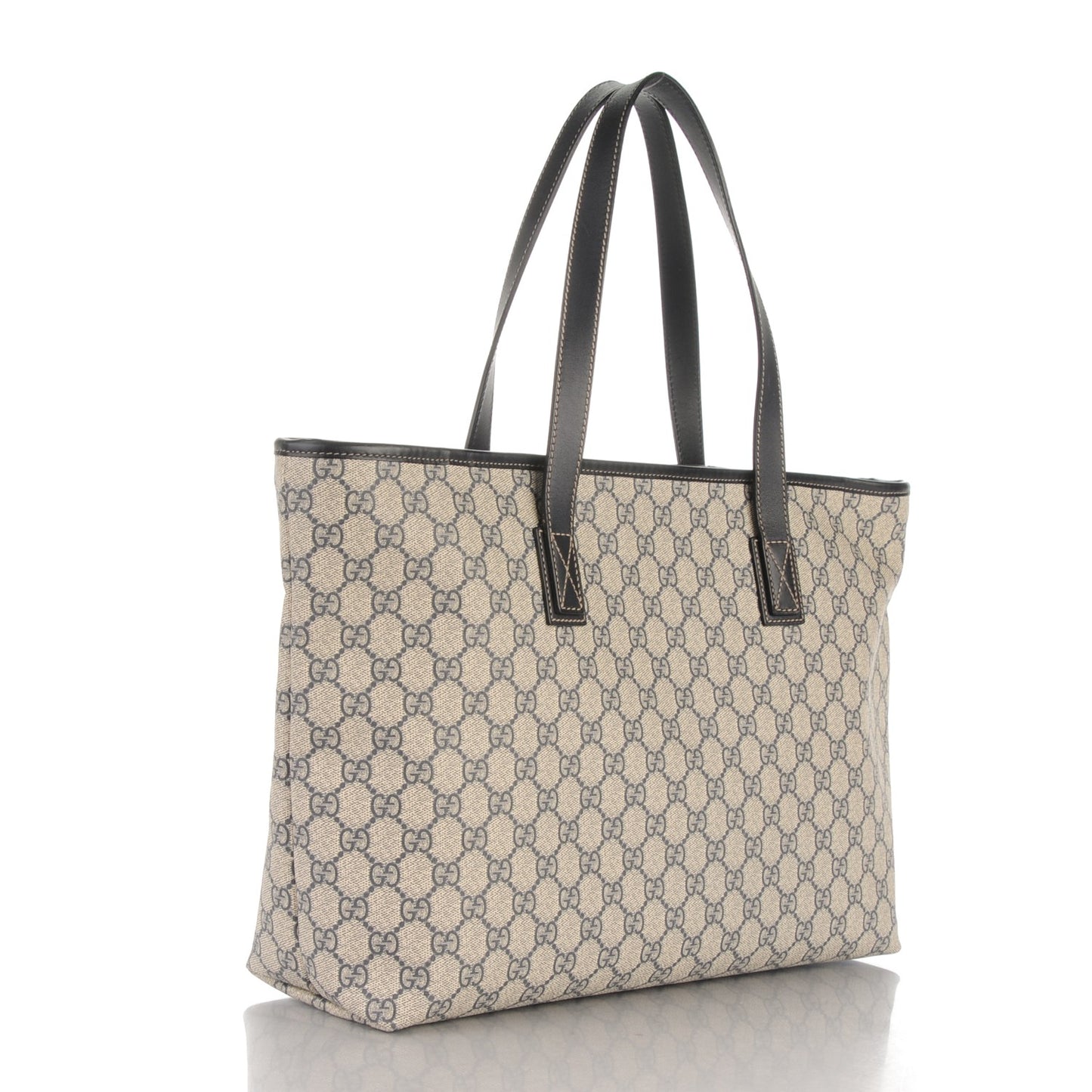 GG Supreme Monogram Medium Zippered Shopping Tote Navy
