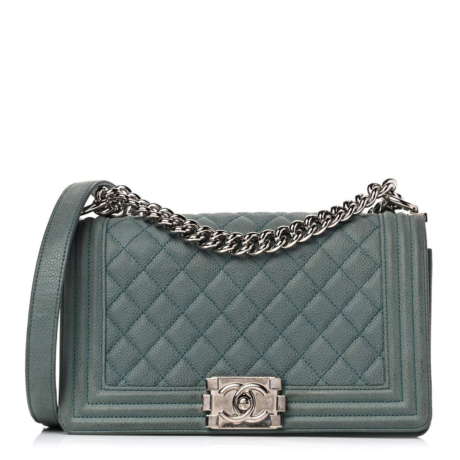 Chanel Caviar Quilted Medium Boy Flap Vert Fonce 1 of 20