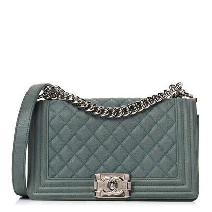 Chanel Caviar Quilted Medium Boy Flap Vert Fonce 1 of 20