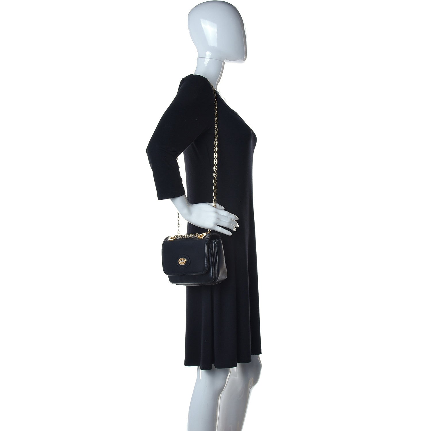 Gucci Azalea Calfskin Mini Marina Chain Shoulder Bag Black 2 of 12
