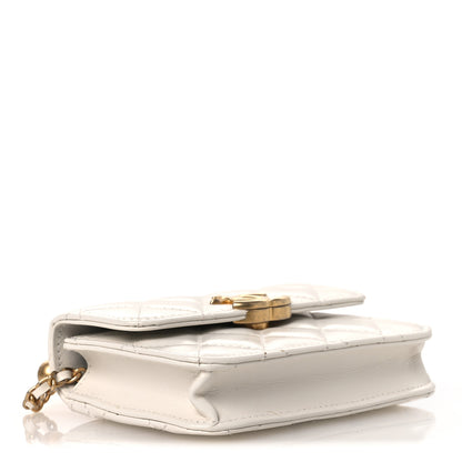 Chanel Calfskin Quilted Perfect Fit Coin Purse With Chain White 4 of 13