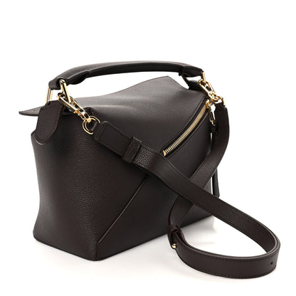 Loewe Soft Grained Calfskin Small Puzzle Edge Bag Dark Chestnut 3 of 11