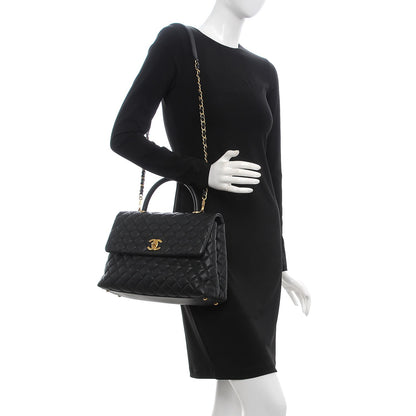 Chanel Caviar Quilted Medium Coco Handle Flap Black 2 of 7