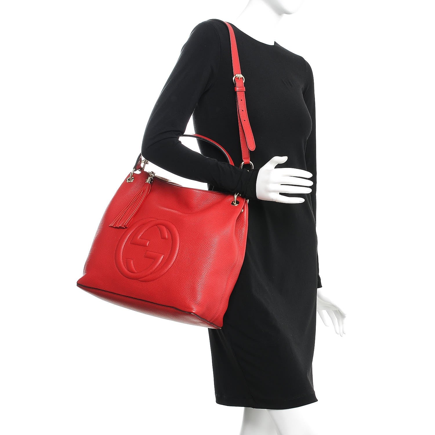 Gucci Pebbled Calfskin Large Soho Hobo Tabasco Red 2 of 12