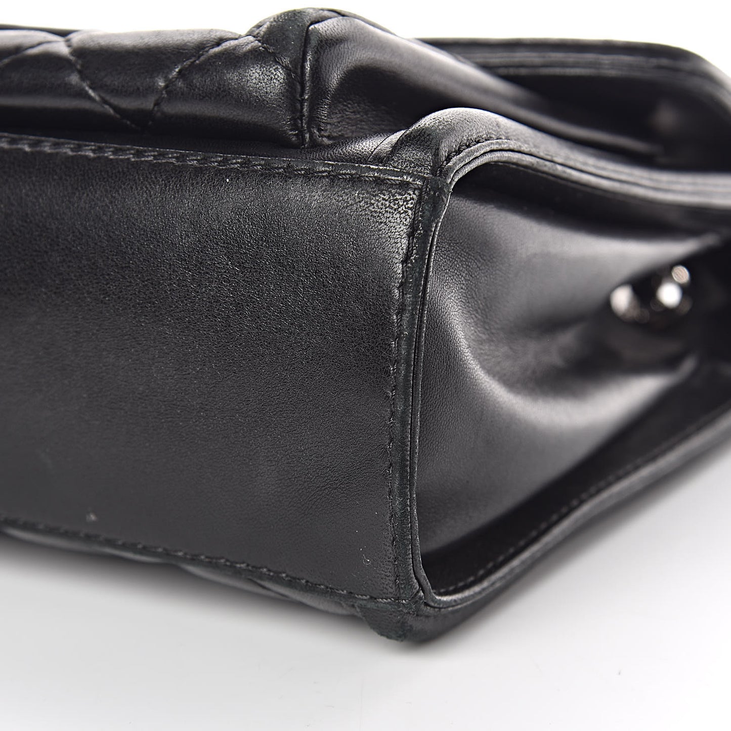 Lambskin Quilted Large Geometric Flap Black