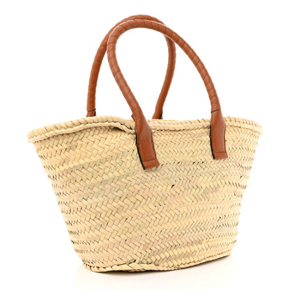 Chloe Raffia Small Grain Calfskin Medium Marcie Basket Tan 3 of 9