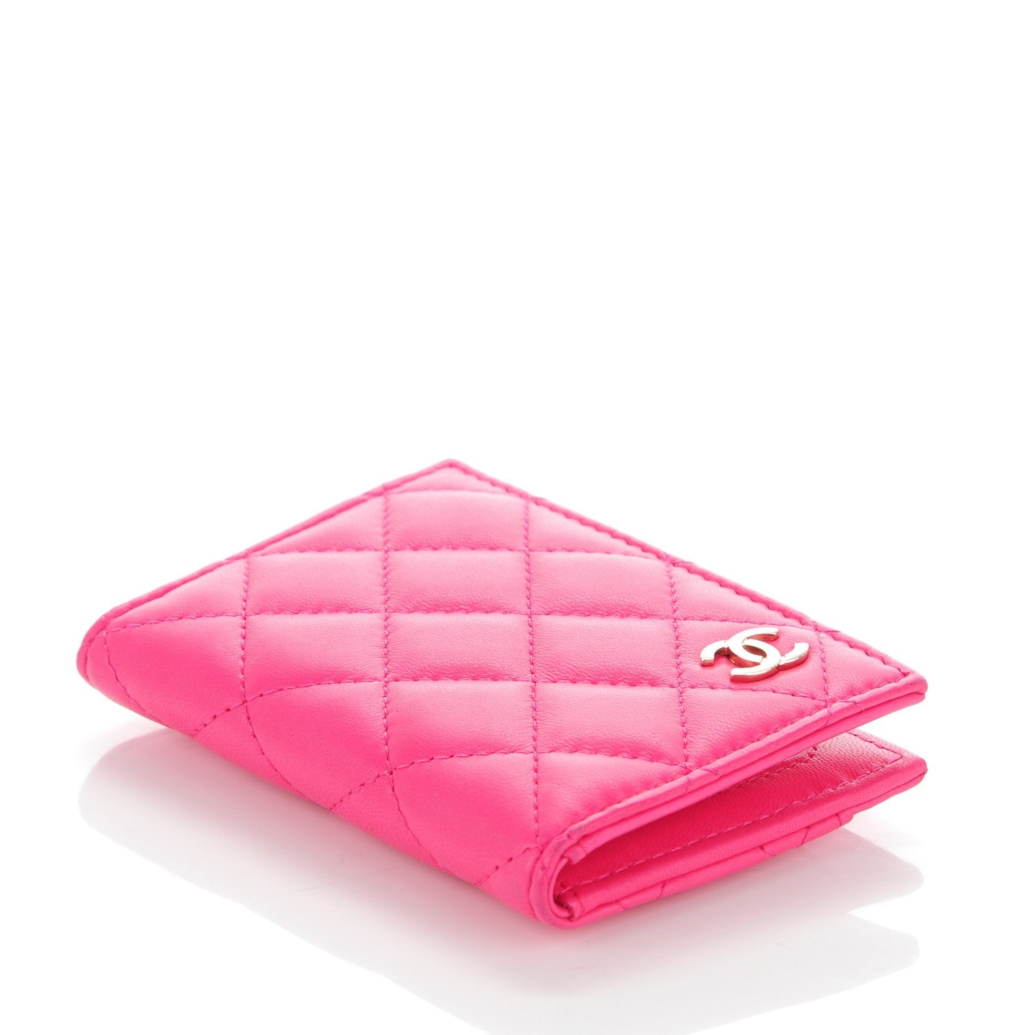 Chanel Lambskin Quilted Card Holder Wallet Fuchsia 5 of 16