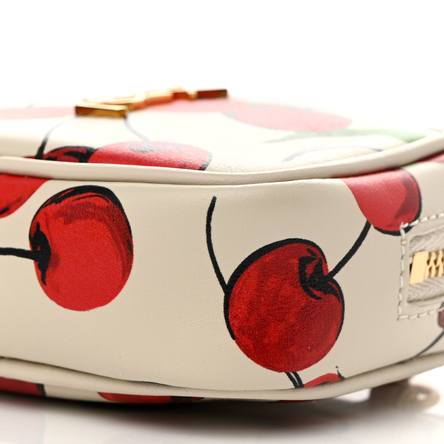 Saint Laurent Calfskin Cherry Print Monogram Baby Lou Camera Bag Crema Soft Red 10 of 11