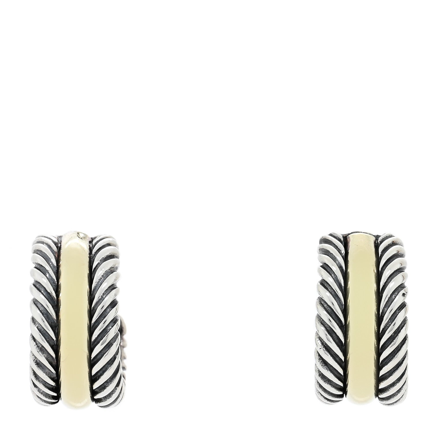 David Yurman Sterling Silver 14K Yellow Gold 16mm Cable Classics Hoop Earrings 1 of 4