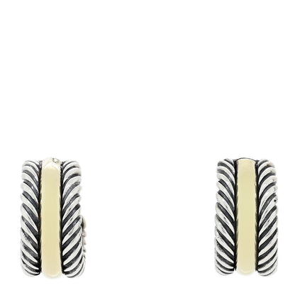 David Yurman Sterling Silver 14K Yellow Gold 16mm Cable Classics Hoop Earrings 1 of 4