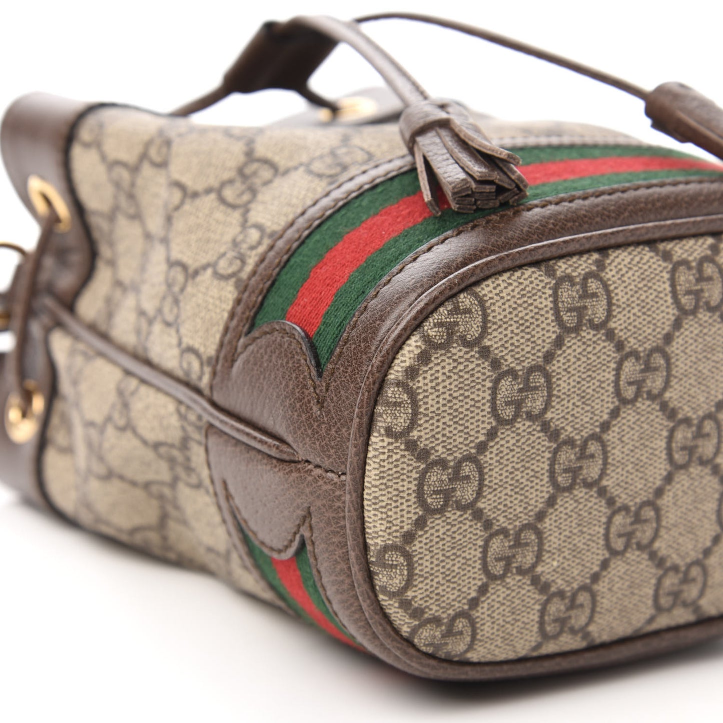 GG Supreme Monogram Web Mini Ophidia Bucket Bag Brown
