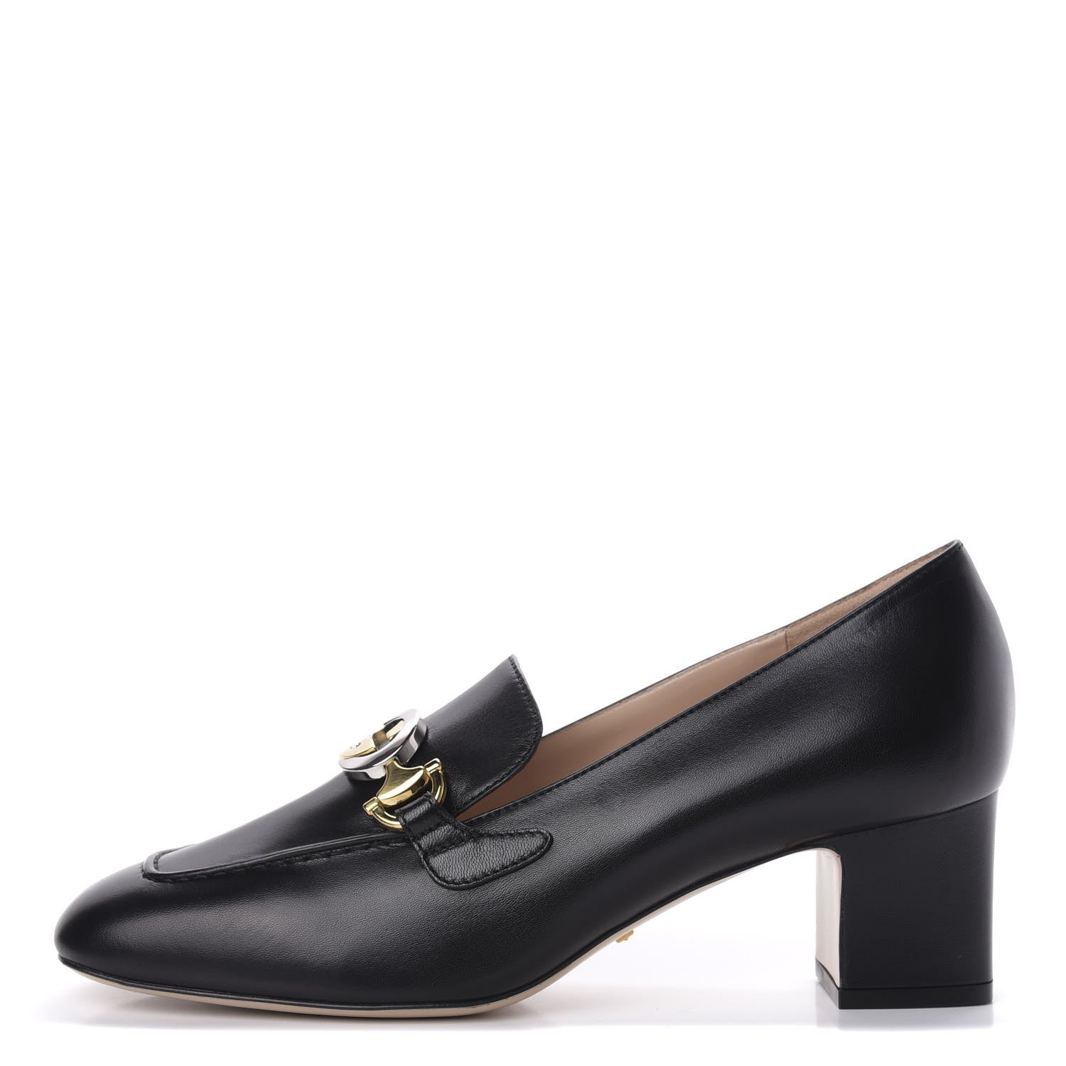 Gucci Malaga Kid Zumi Mid Heel Loafers 38.5 Black 1 of 10