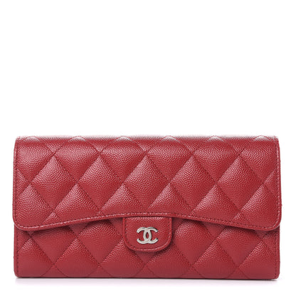 Chanel Caviar Quilted Large Gusset Flap Wallet Dark Red 1 of 11