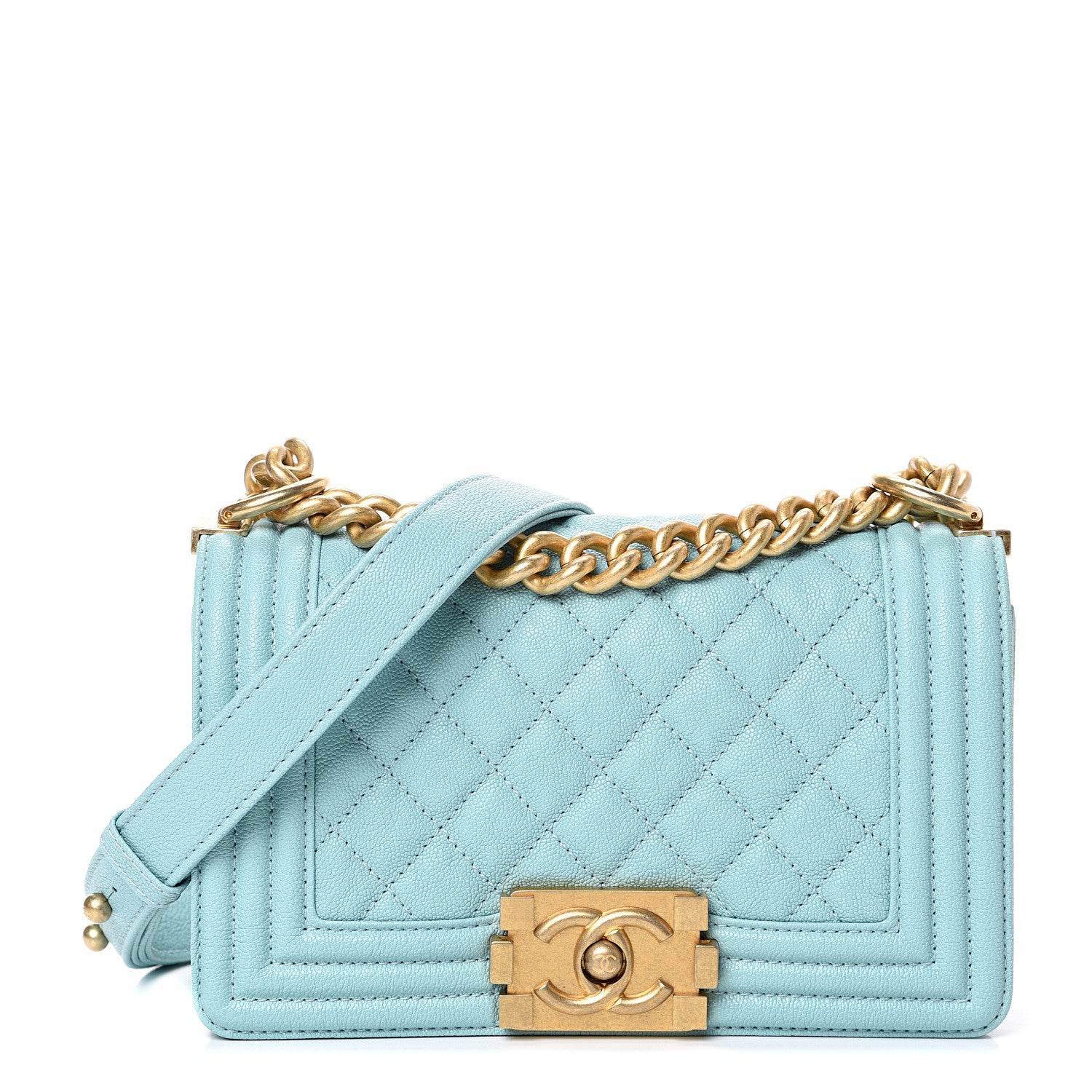 Chanel Caviar Quilted Small Boy Flap Light Blue 1 of 10