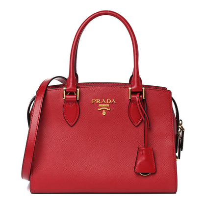 Prada Saffiano Soft Calfskin Double Handle Satchel Fuoco 1 of 17