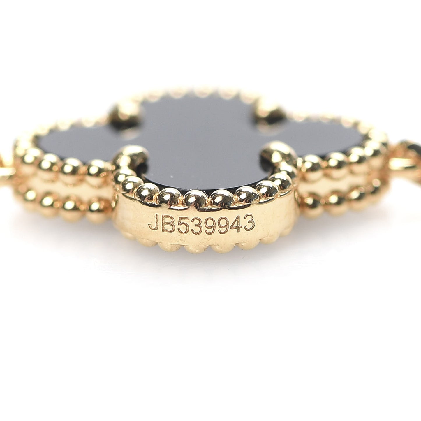 18K Yellow Gold Black Onyx 10 Motifs Vintage Alhambra Necklace