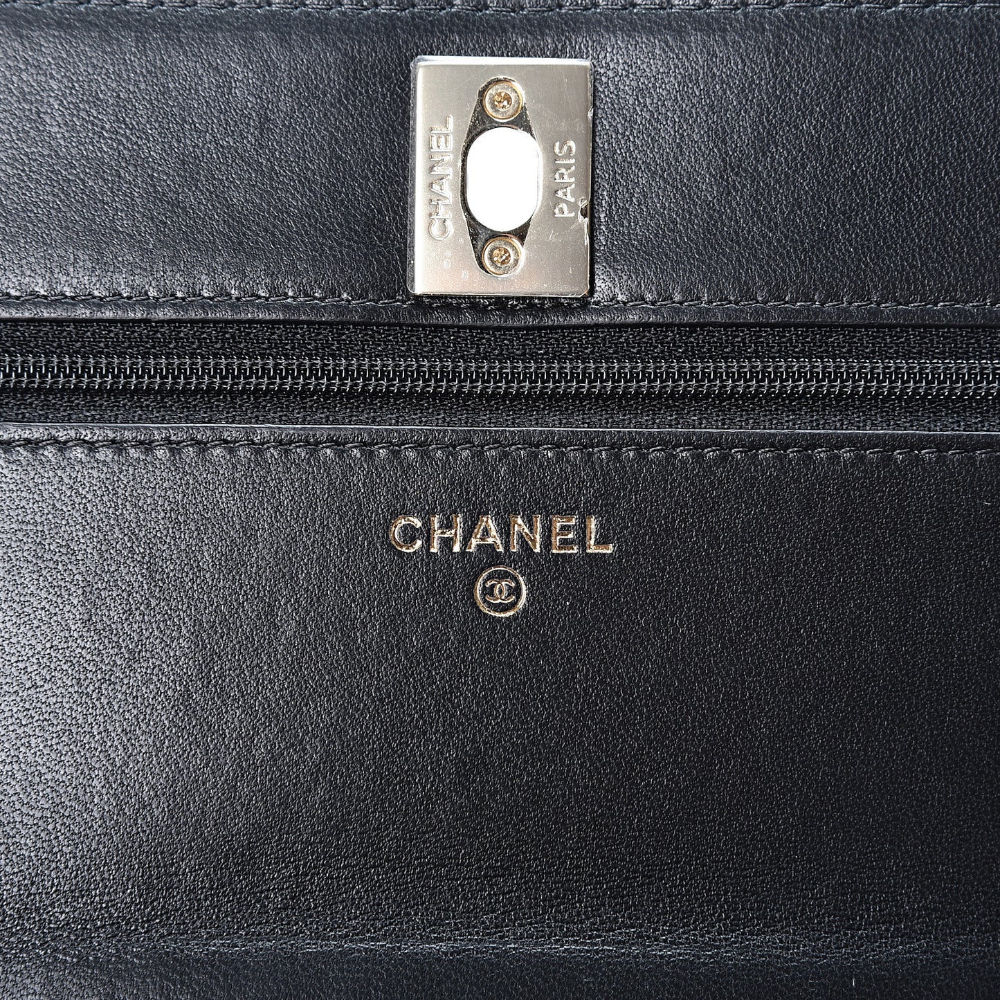 Lambskin Quilted Trendy CC Wallet On Chain WOC Black