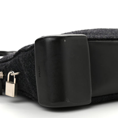 Prada Calfskin Wool Top Handle Bag Dark Grey 8 of 11