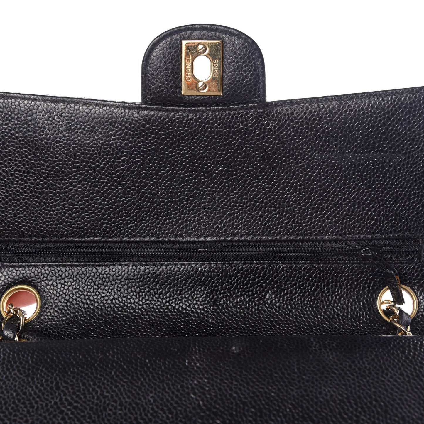 Caviar Quilted Medium Double Flap Black