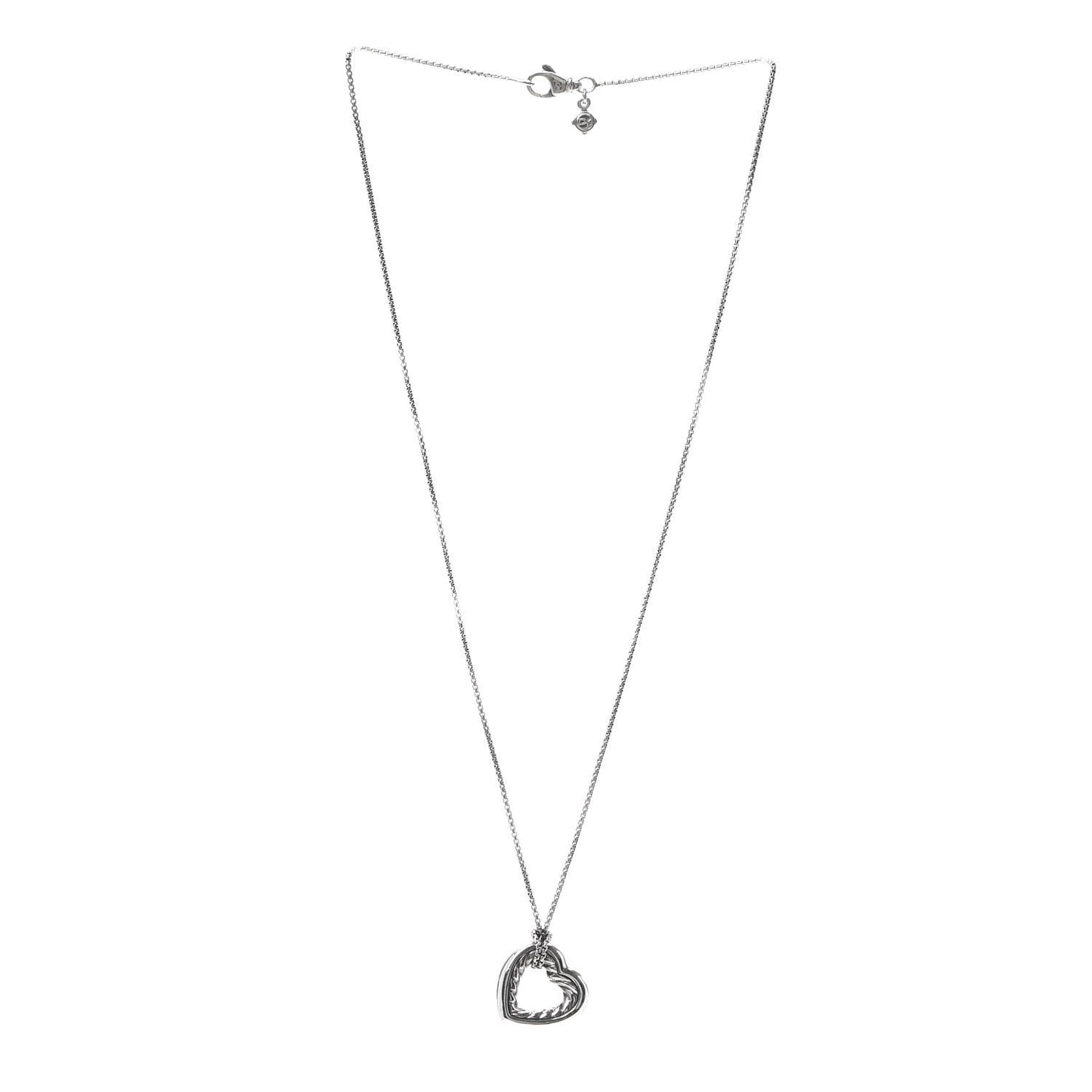 Sterling Silver 18K Yellow Gold Open Heart Cable Necklace