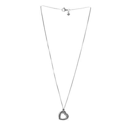 David Yurman Sterling Silver 18K Yellow Gold Open Heart Cable Necklace 3 of 5