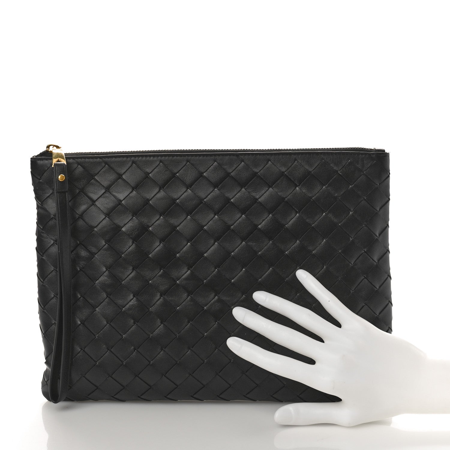 Bottega Veneta Nappa Intrecciato Medium Flat Zip Pouch Black 2 of 8