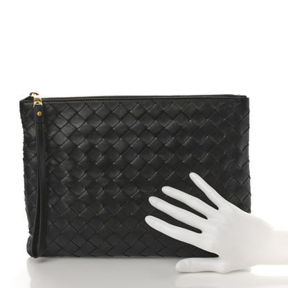 Bottega Veneta Nappa Intrecciato Medium Flat Zip Pouch Black 2 of 8