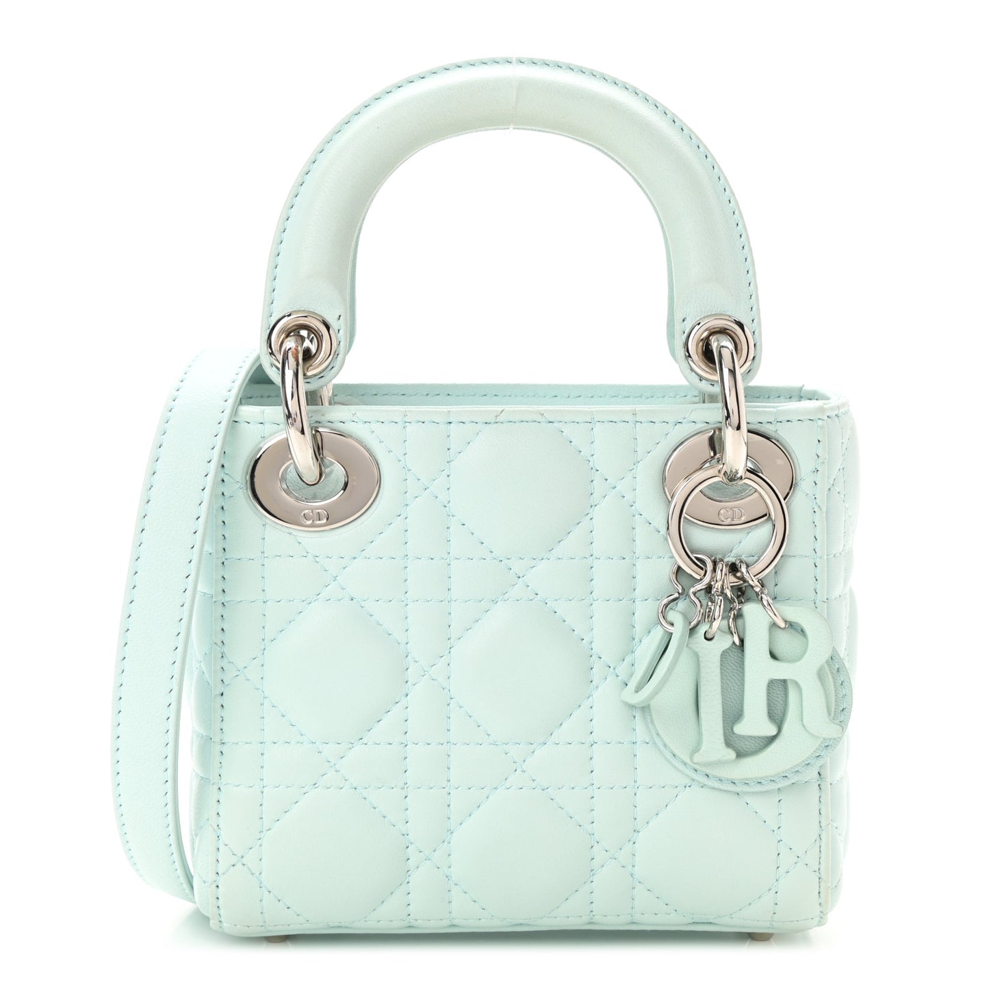 Lambskin Cannage Micro Lady Dior Turquoise