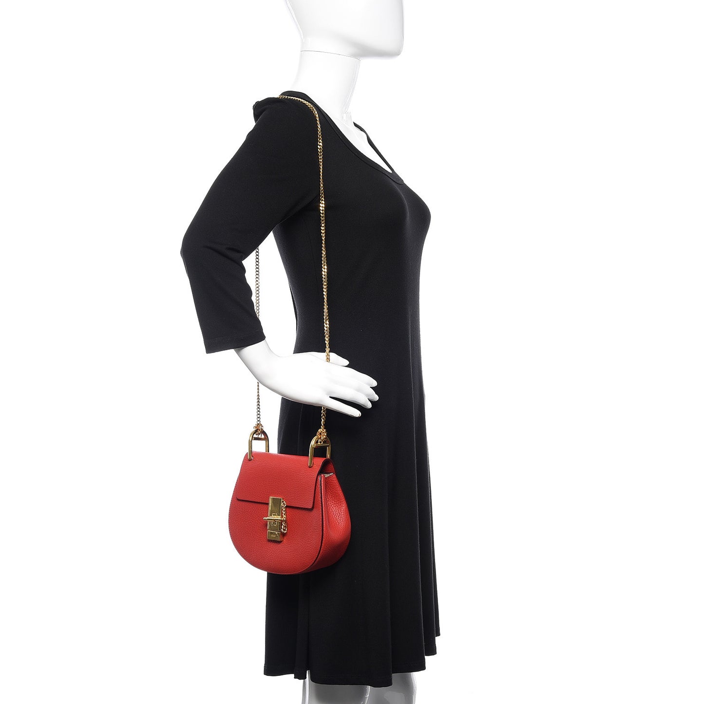 Grained Lambskin Mini Drew Shoulder Bag Plaid Red
