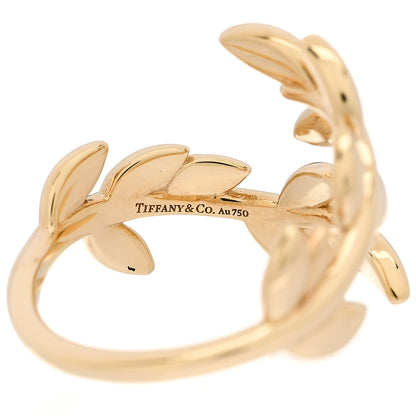 Tiffany 18K Yellow Gold Paloma Picasso Olive Leaf Bypass Ring 57 8 4 of 6