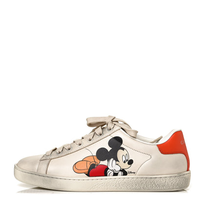 Gucci X DISNEY Miro Soft Calfskin Mickey Mouse Print Womens Ace Sneakers 36.5 Ivory Deep Orange 1 of 6
