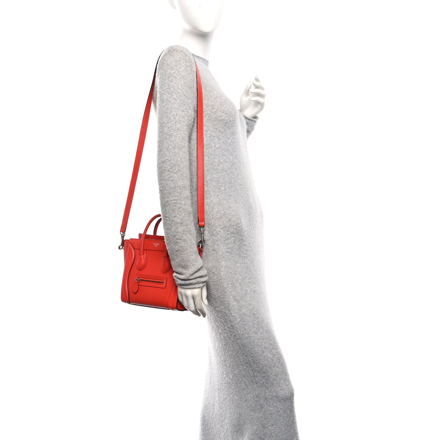Drummed Calfskin Nano Luggage Vermillion