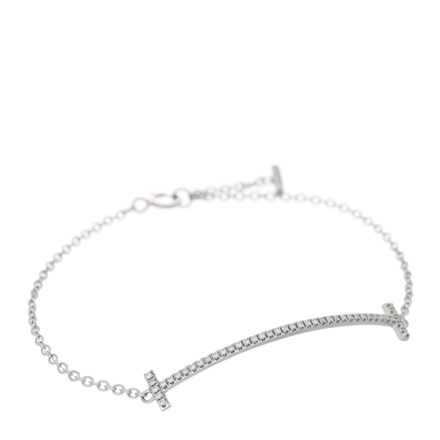 18K White Gold Diamond T Smile Bracelet