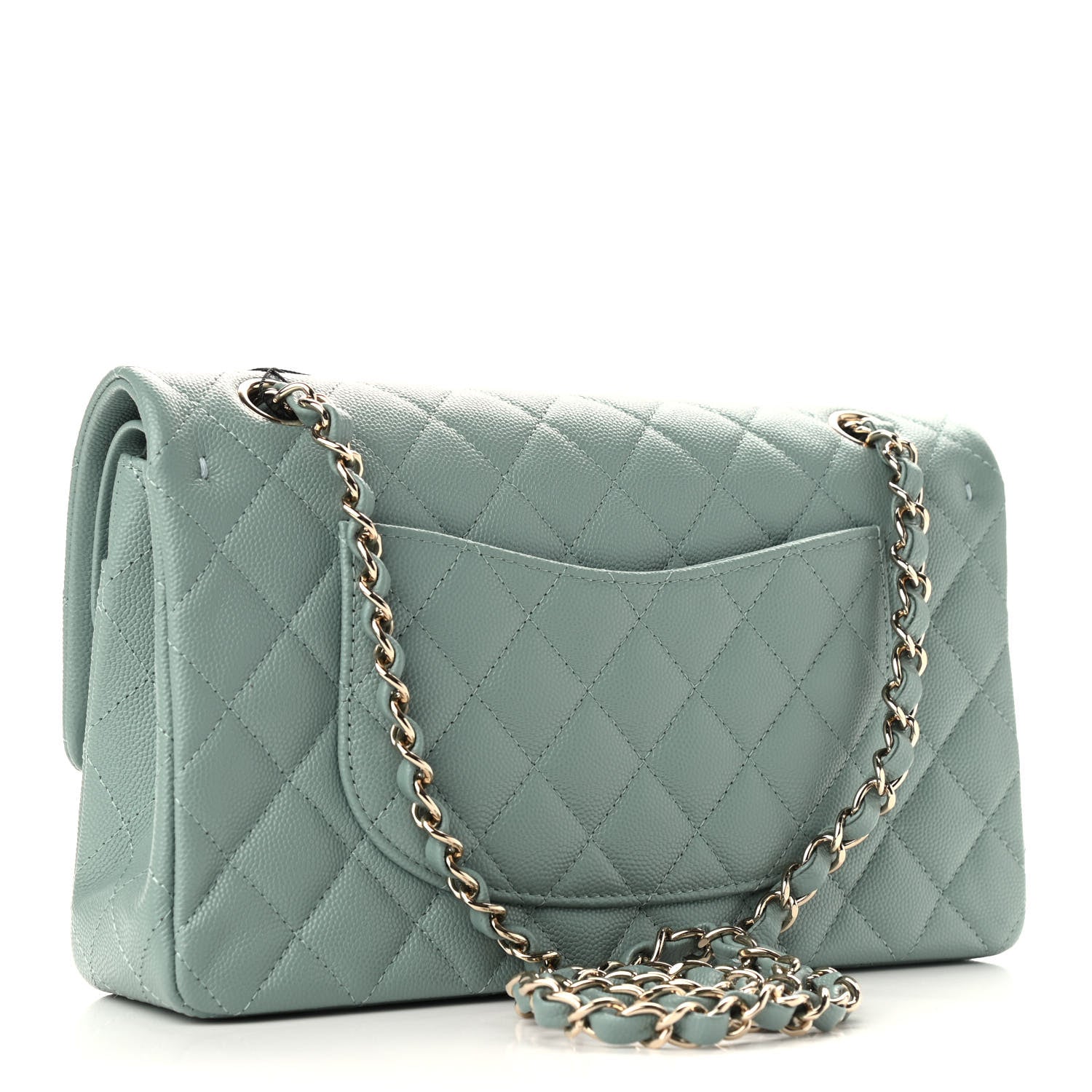 Chanel Caviar Quilted Medium Double Flap Green 2 of 8