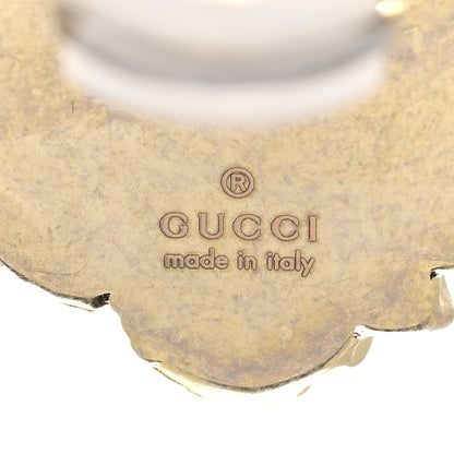 Gucci Crystal Lion Head Clip On Earrings Aged Gold Green 4 of 4