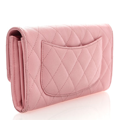 Chanel Caviar Quilted Large Gusset Flap Wallet Pink 3 of 8