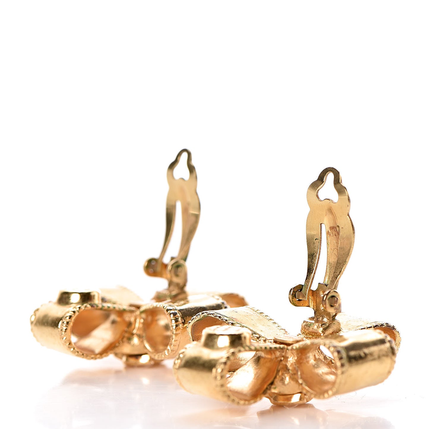 Ribbon CC Clip On Earrings Gold