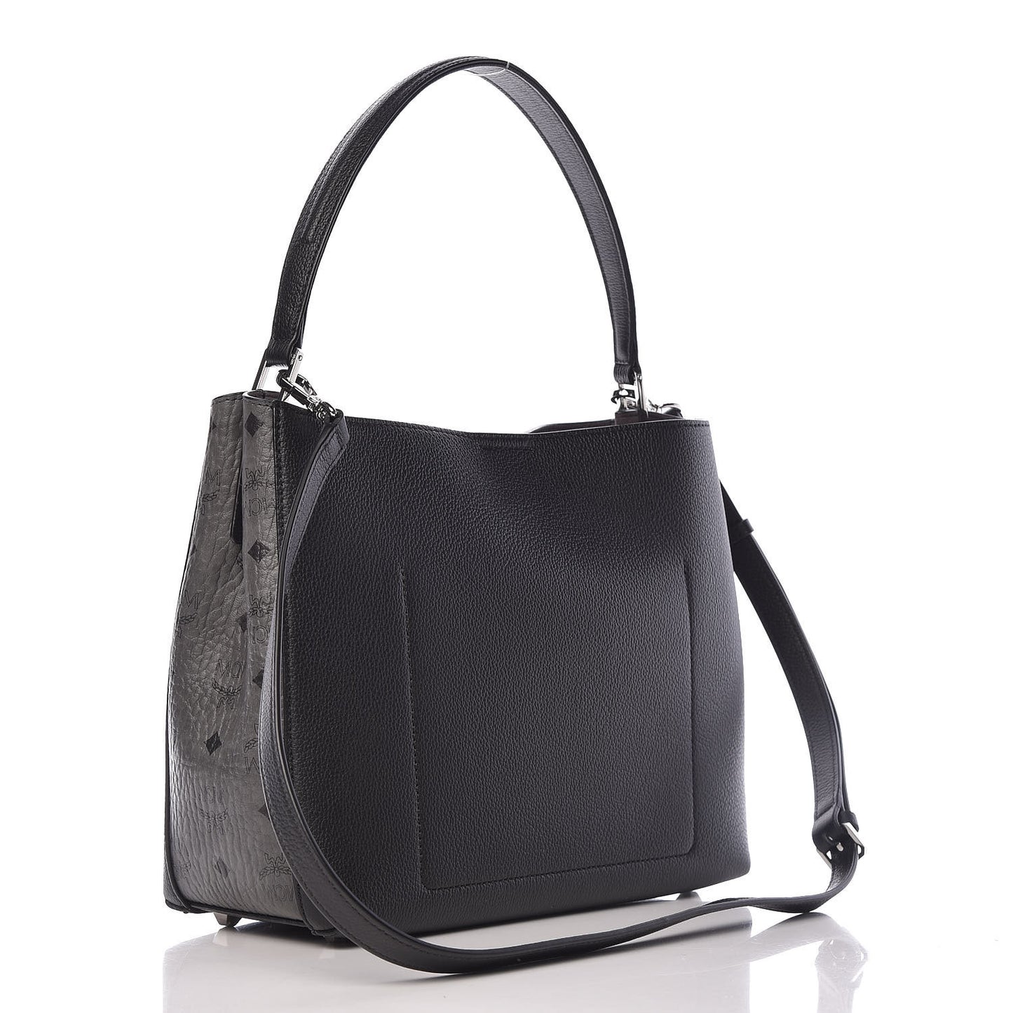 Grained Calfskin Visetos Medium Sarah Hobo Black