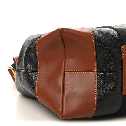 Mulberry Eco Scotchgrain Calfskin Heritage Day Clipper Duffle Bag Black Cognac 8 of 9