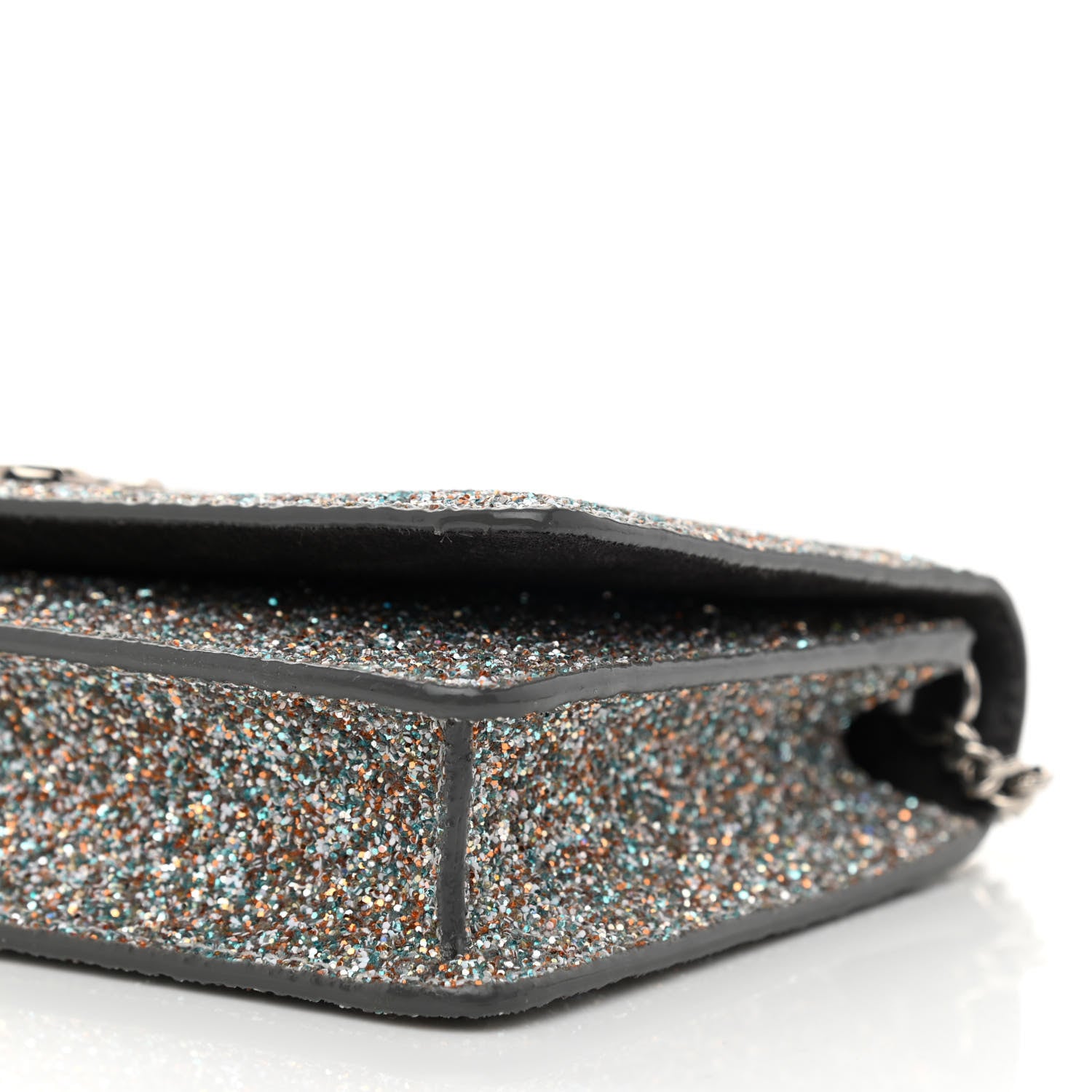 Jimmy Choo Glitter Palace Wallet On Chain Silver Multicolor 7 of 7