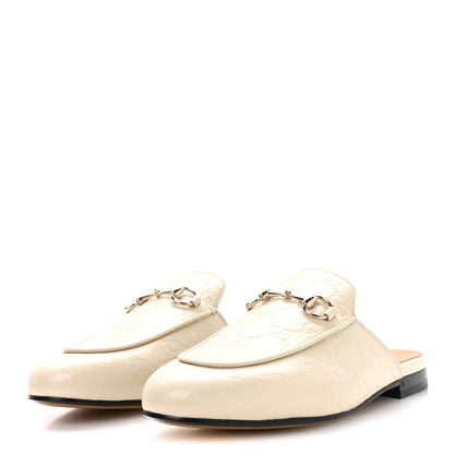 Gucci Glamour Calfskin Guccissima Womens Princetown Slippers 37.5 Mystic White 4 of 9