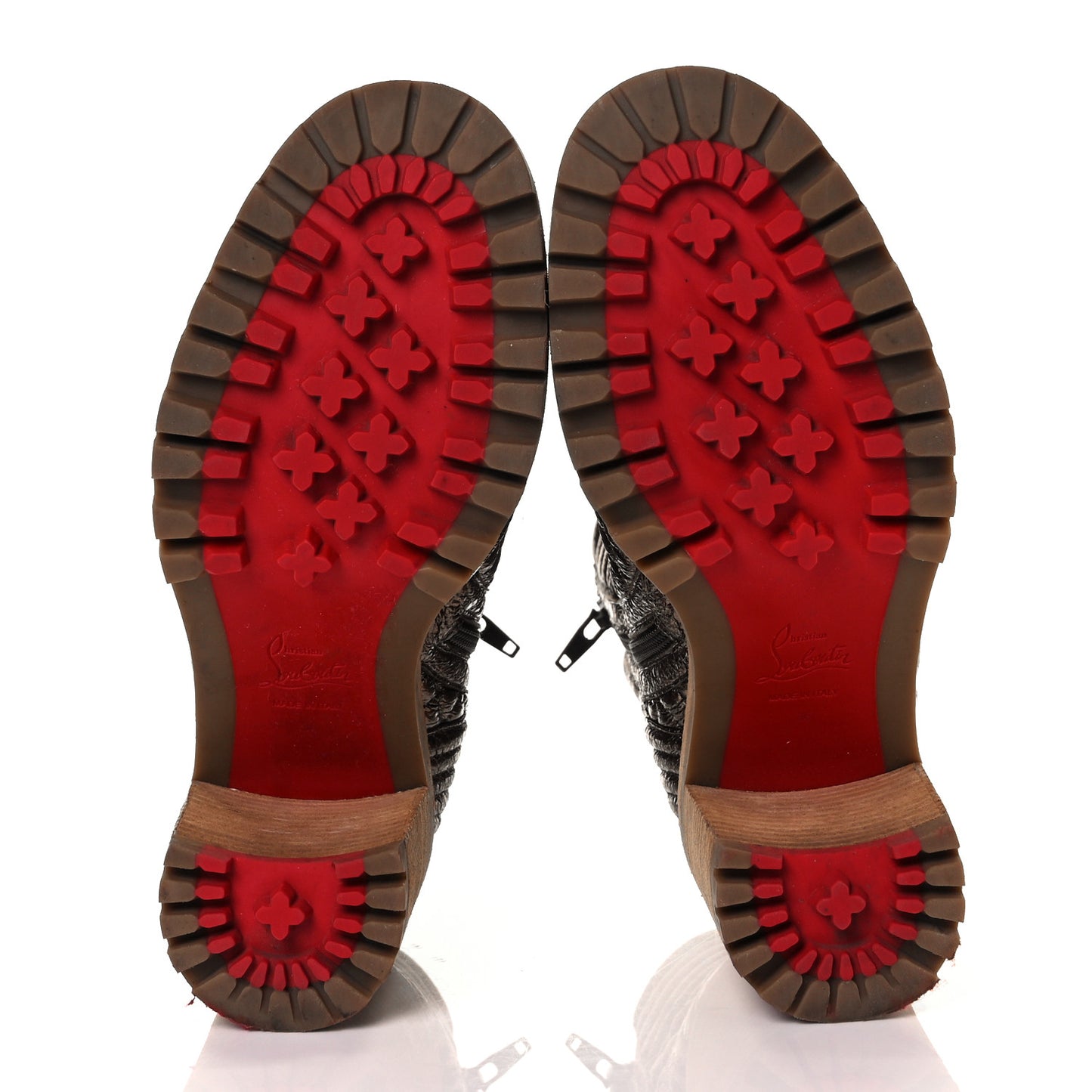 Metallic Crinkled Calfskin Red Sole Boot 36 Bronze